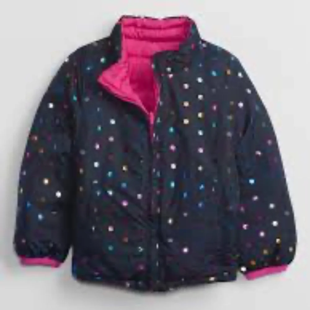 GAP reversible pink blue dots jacket 4 Toddler